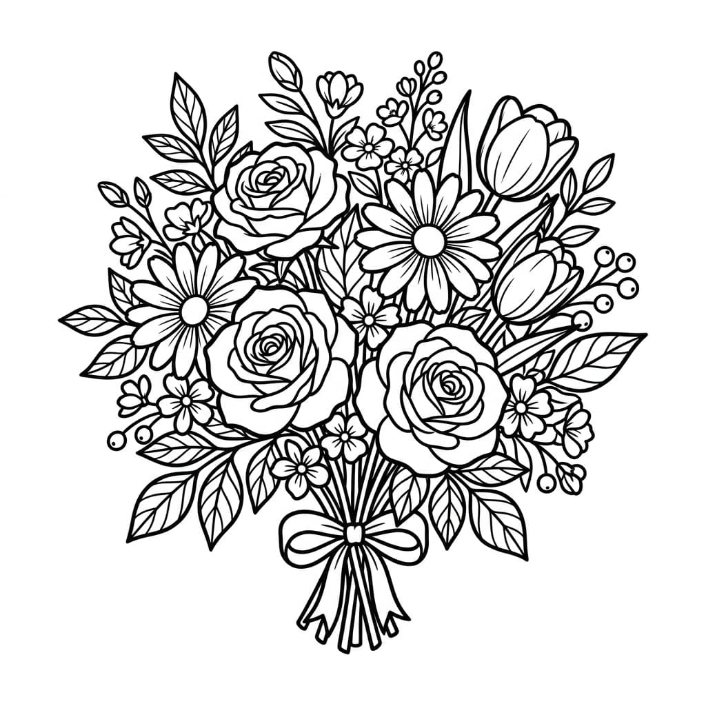 Flower black-and-white coloring page sample