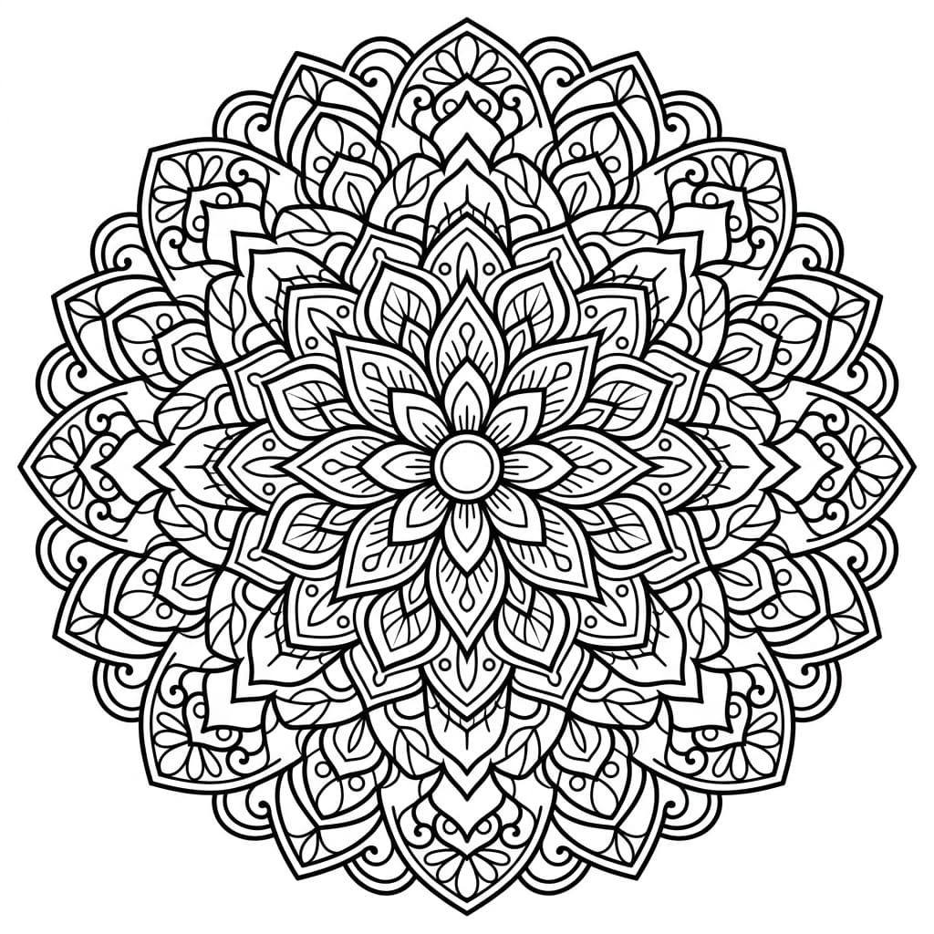 Mandala black-and-white coloring page sample