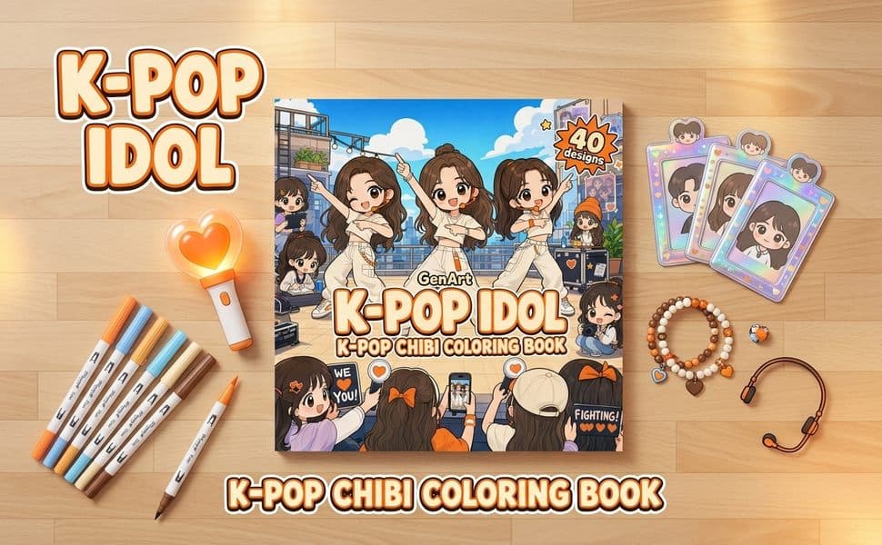 K-Pop Idol book on a wooden table